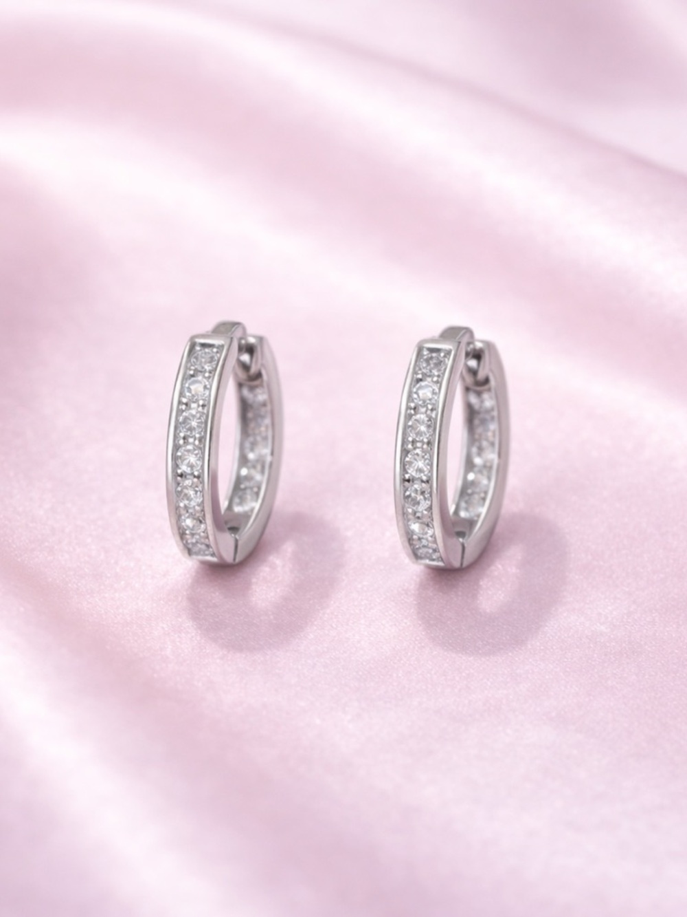 Sterling Silver 925 Cubic Zirconia Huggie Hoop Earrings